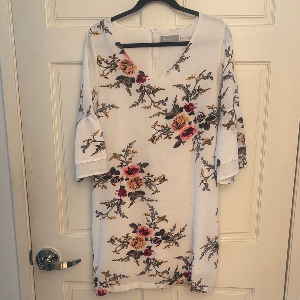 Floral White Midi Dress